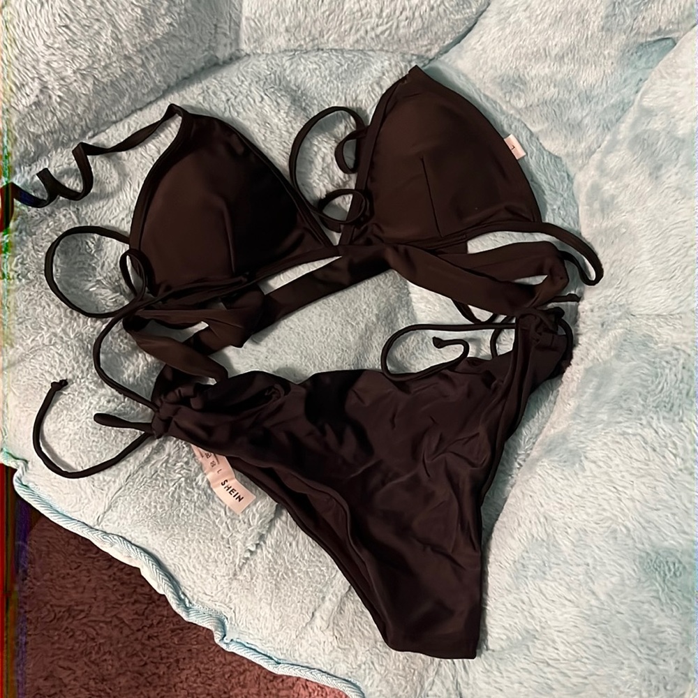 High rise black bikini
